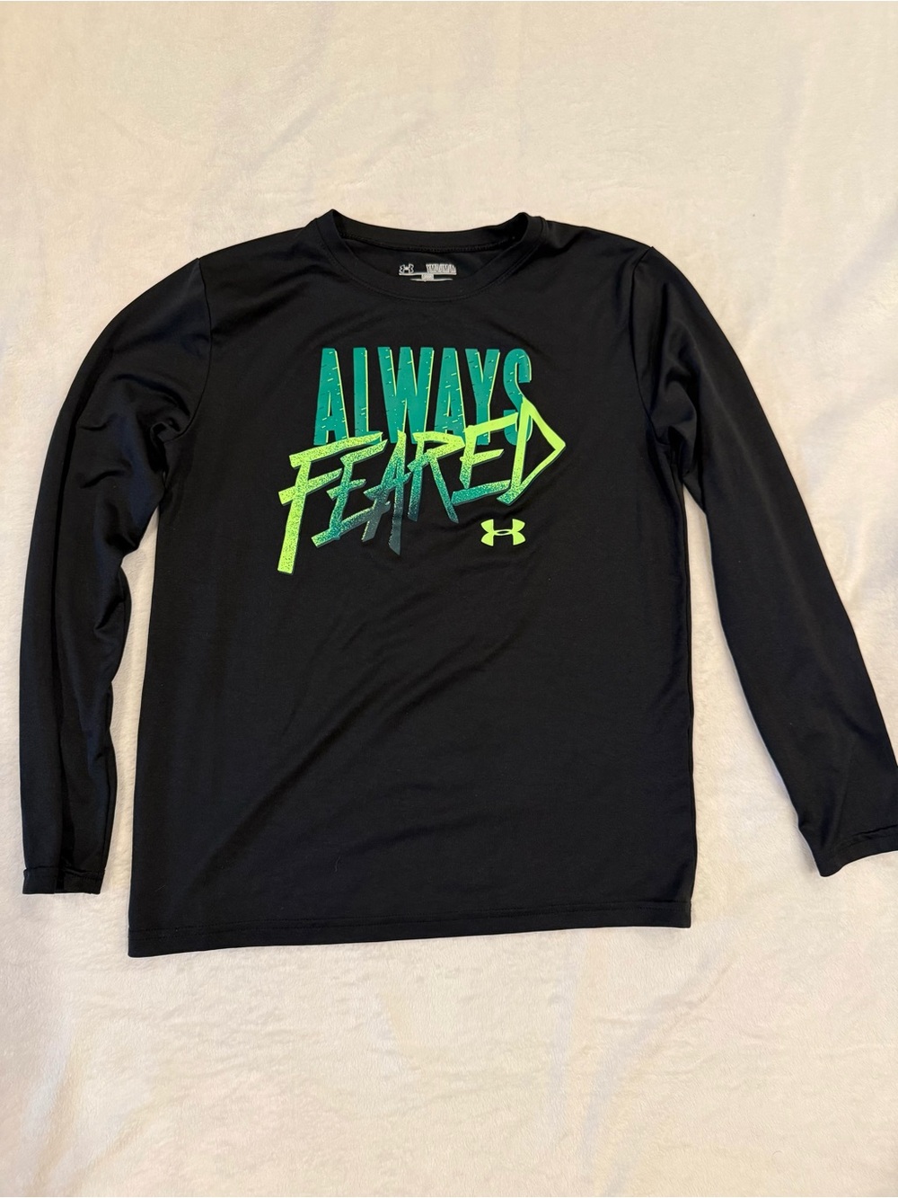 Under Armour Black Long-Sleeve Tee with Neon Green Graphic M